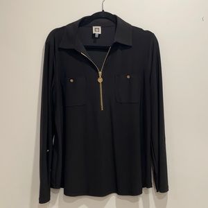 Anne Klein size L blouse with gold zipper